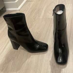 Black Patent Leather Booties